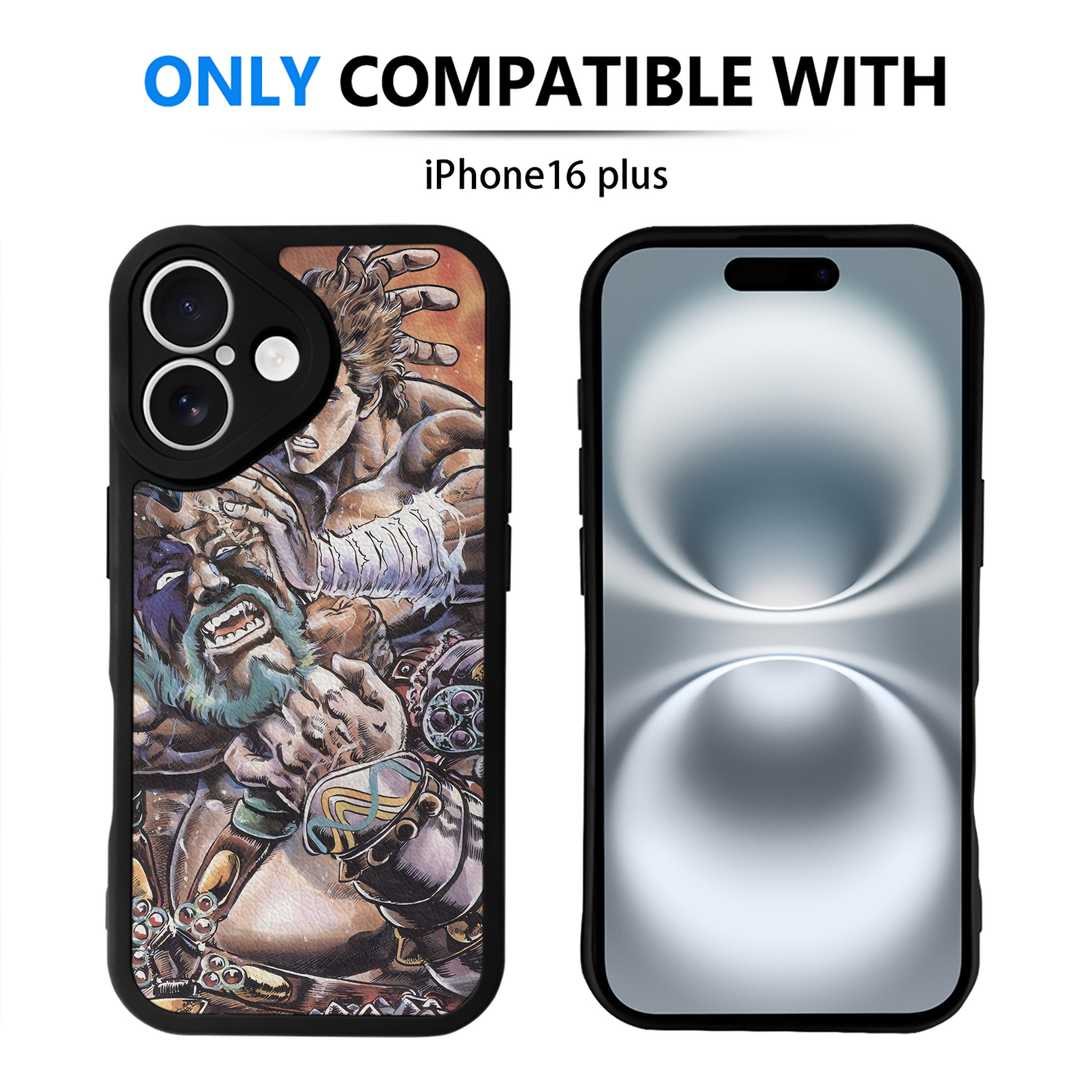 （画像用） 北斗の拳 Fist of the North Star 【iPhone 16シリーズ対応】シリコンスマホケース（レザー調） 材質：シリコン